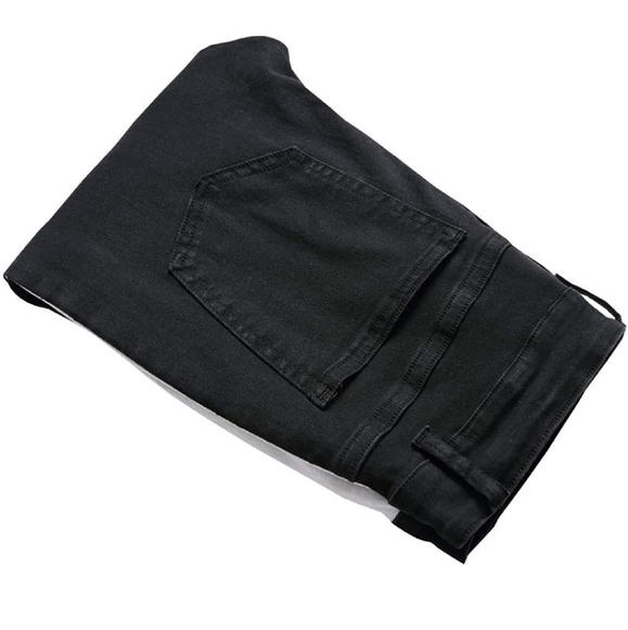 Mens Skinny Slim Black Jeans w White Stripe - Picture 9 of 9